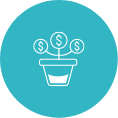 Flower pot with money growing